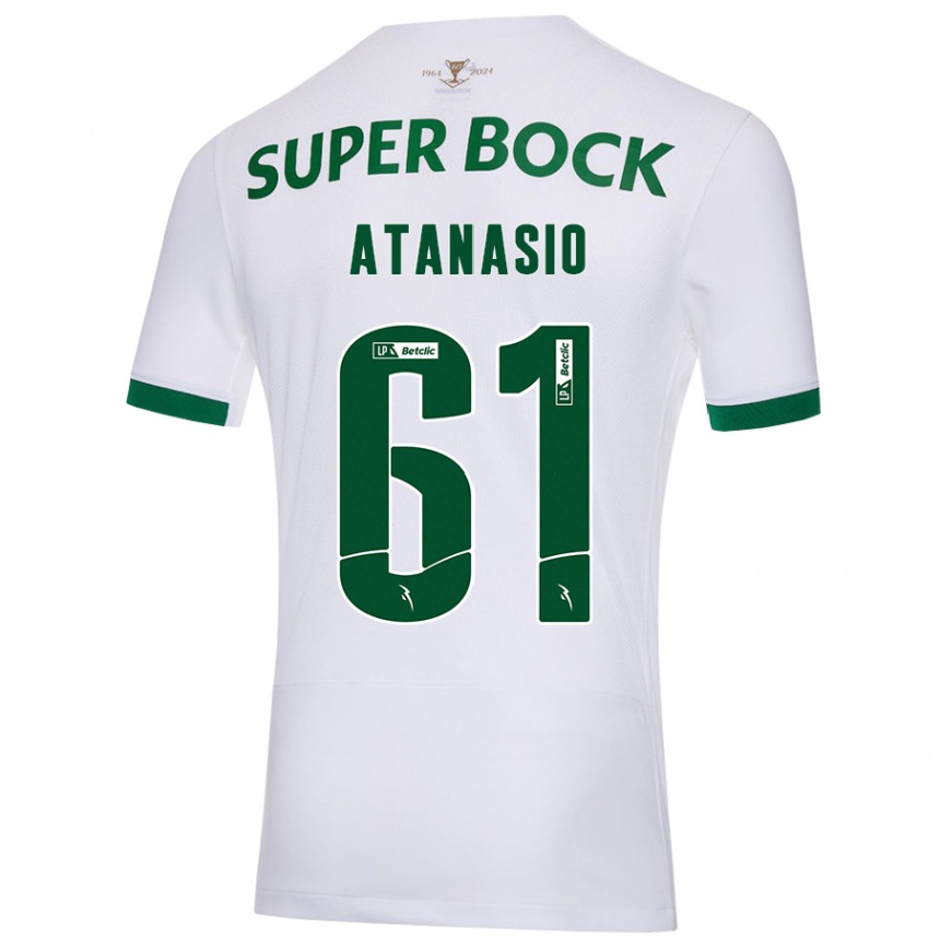 Kids Football Atanásio #61 White Green Away Jersey 2024/25 T-Shirt