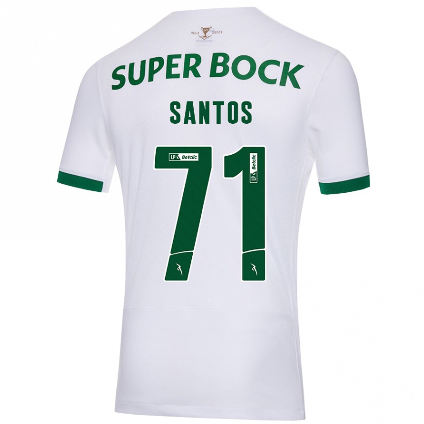 Kids Football Denilson Santos #71 White Green Away Jersey 2024/25 T-Shirt