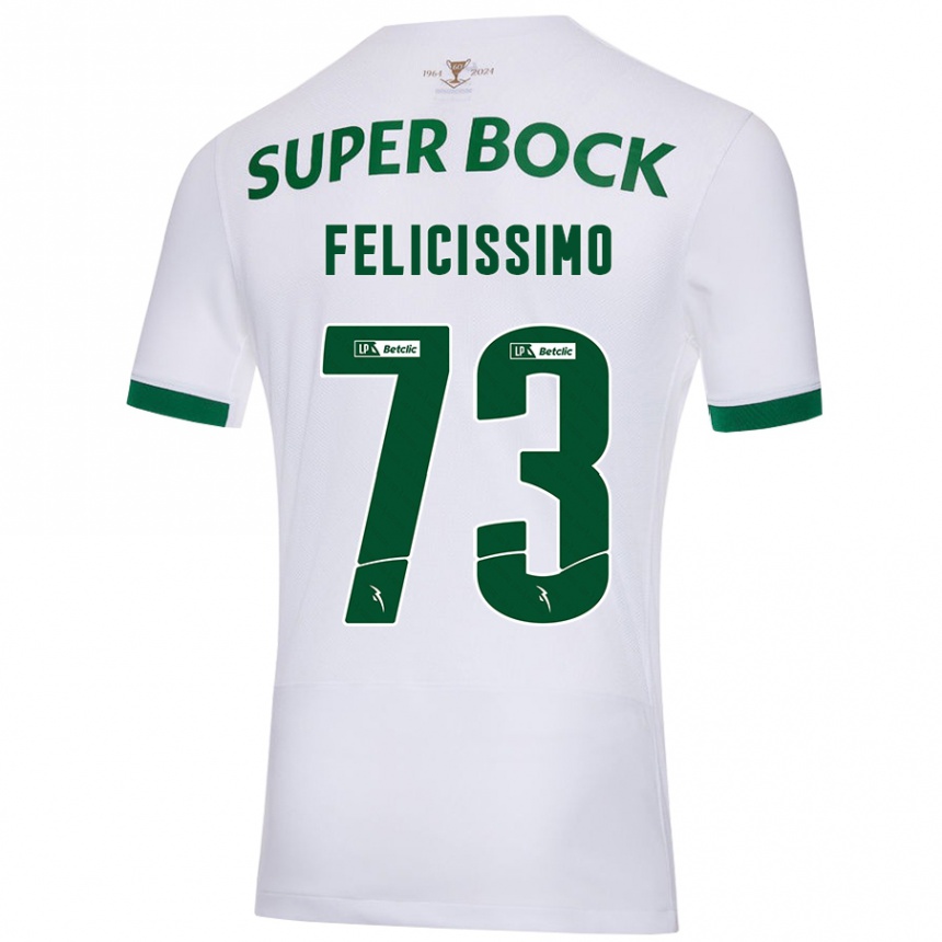 Kids Football Eduardo Felicíssimo #73 White Green Away Jersey 2024/25 T-Shirt