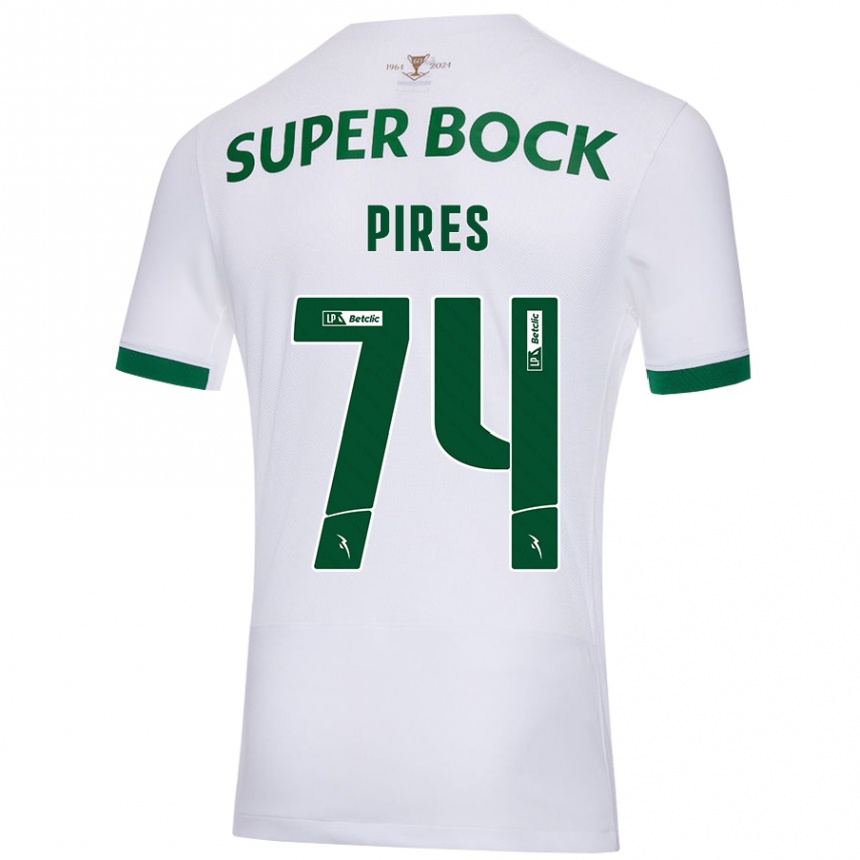 Kids Football Guilherme Pires #74 White Green Away Jersey 2024/25 T-Shirt