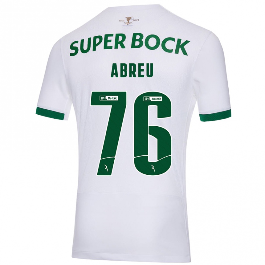 Kids Football Diogo Abreu #76 White Green Away Jersey 2024/25 T-Shirt