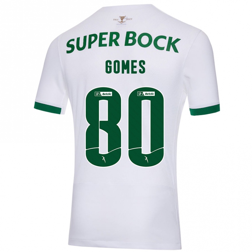 Kids Football Luís Gomes #80 White Green Away Jersey 2024/25 T-Shirt