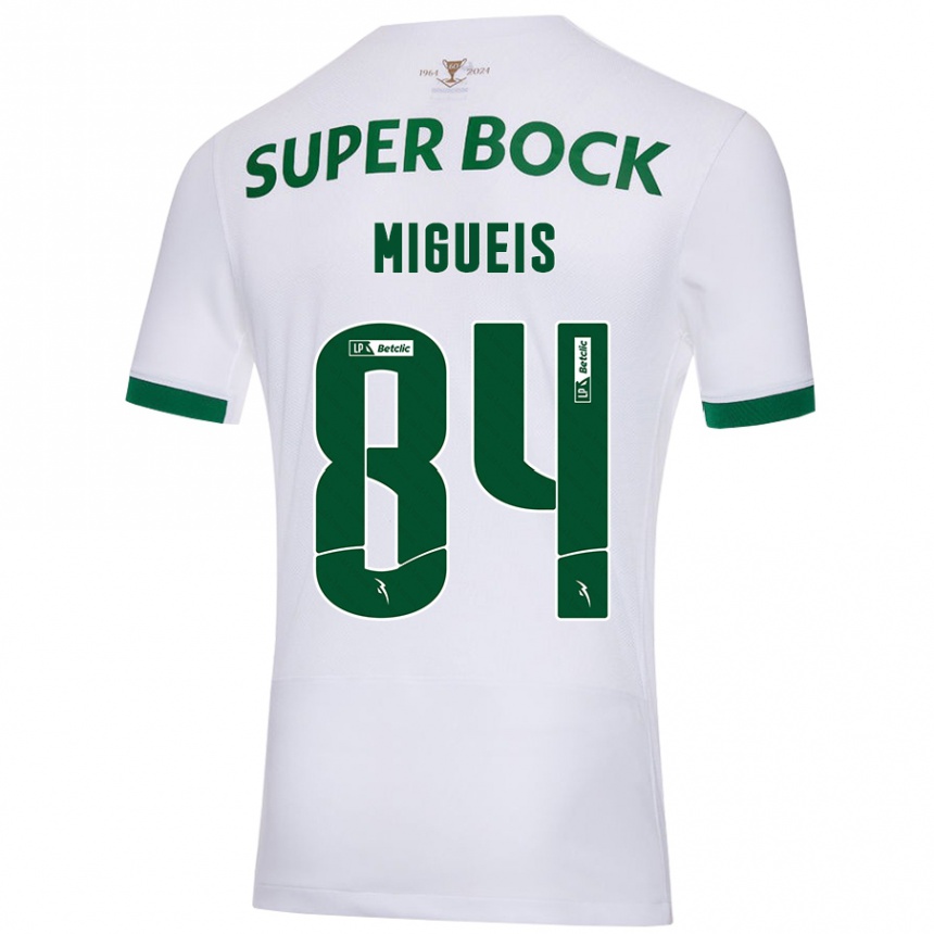 Kids Football Pedro Miguéis #84 White Green Away Jersey 2024/25 T-Shirt