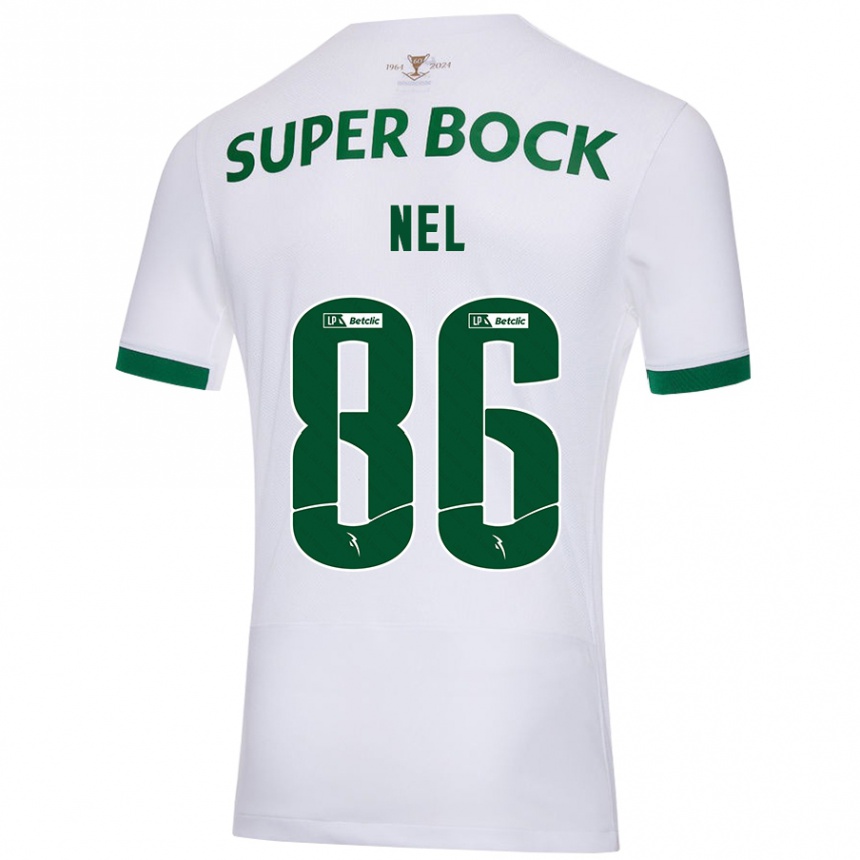 Kids Football Rafael Nel #86 White Green Away Jersey 2024/25 T-Shirt