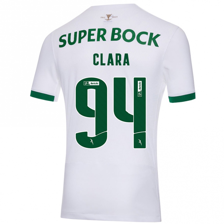 Kids Football Diogo Clara #94 White Green Away Jersey 2024/25 T-Shirt