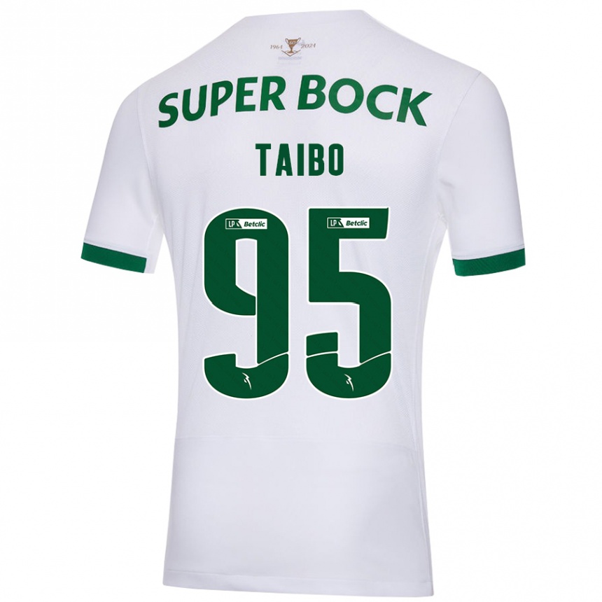 Kids Football Lucas Taibo #95 White Green Away Jersey 2024/25 T-Shirt