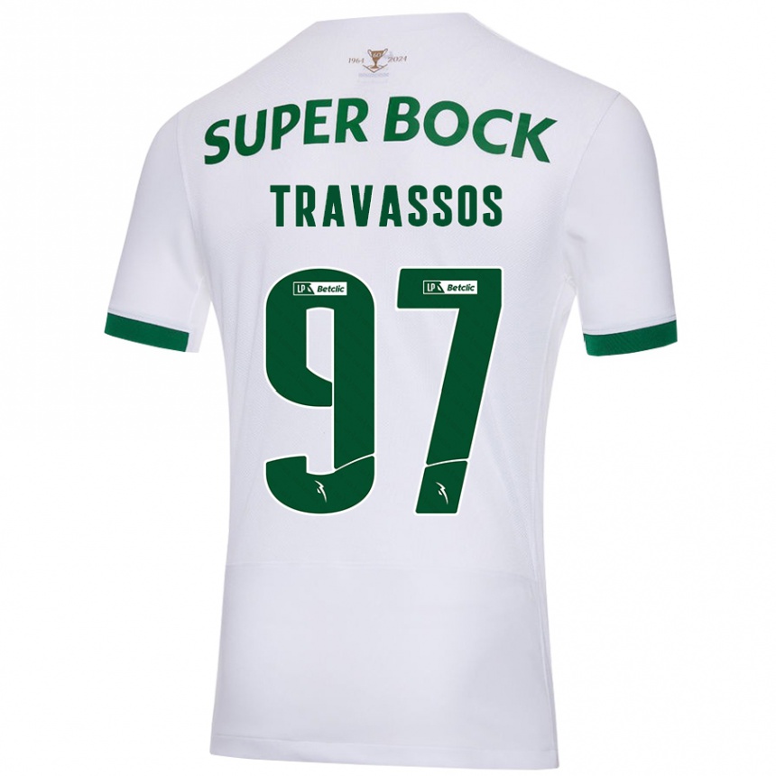 Kids Football Travassos #97 White Green Away Jersey 2024/25 T-Shirt