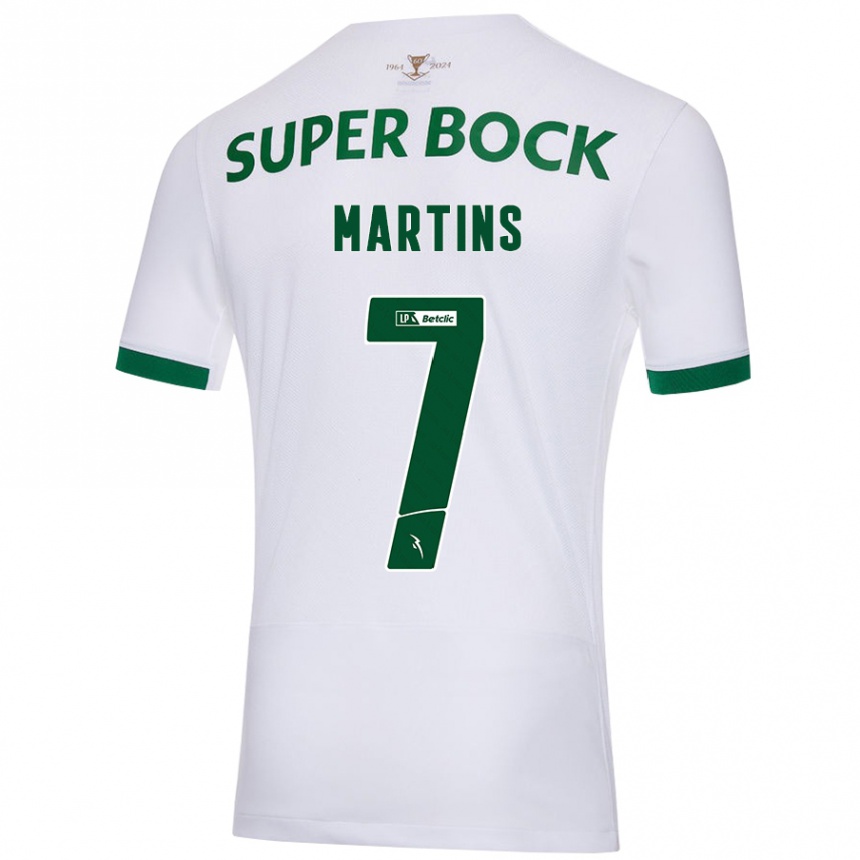 Kids Football Joana David Carromeu Martins #7 White Green Away Jersey 2024/25 T-Shirt