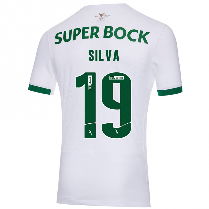 Kids Football Diana Silva #19 White Green Away Jersey 2024/25 T-Shirt