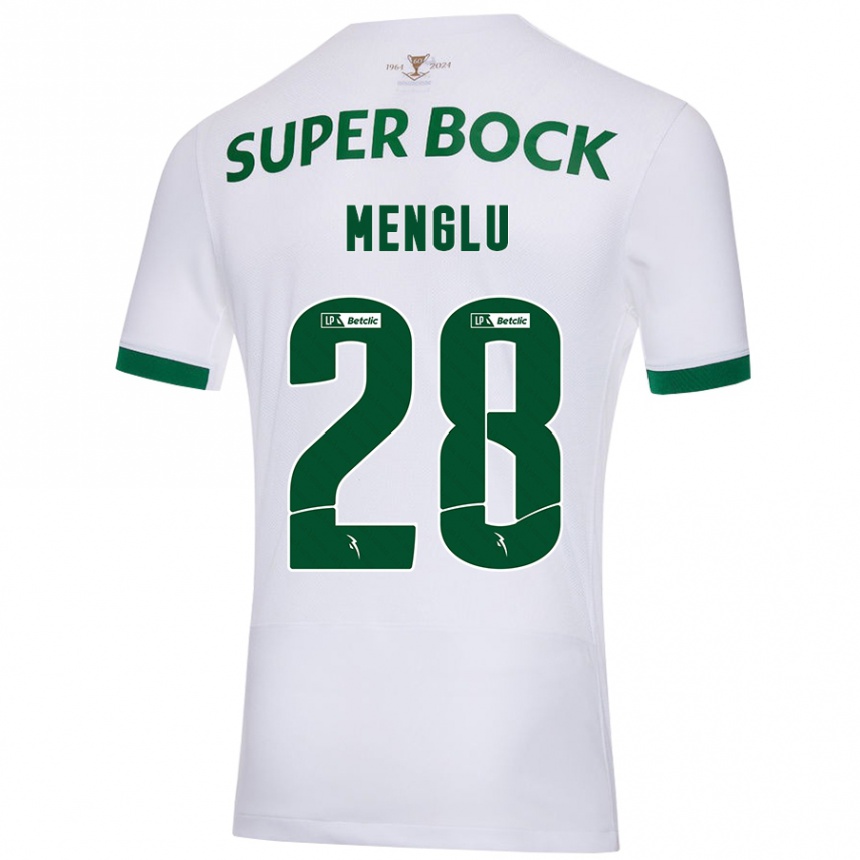 Kids Football Shen Menglu #28 White Green Away Jersey 2024/25 T-Shirt