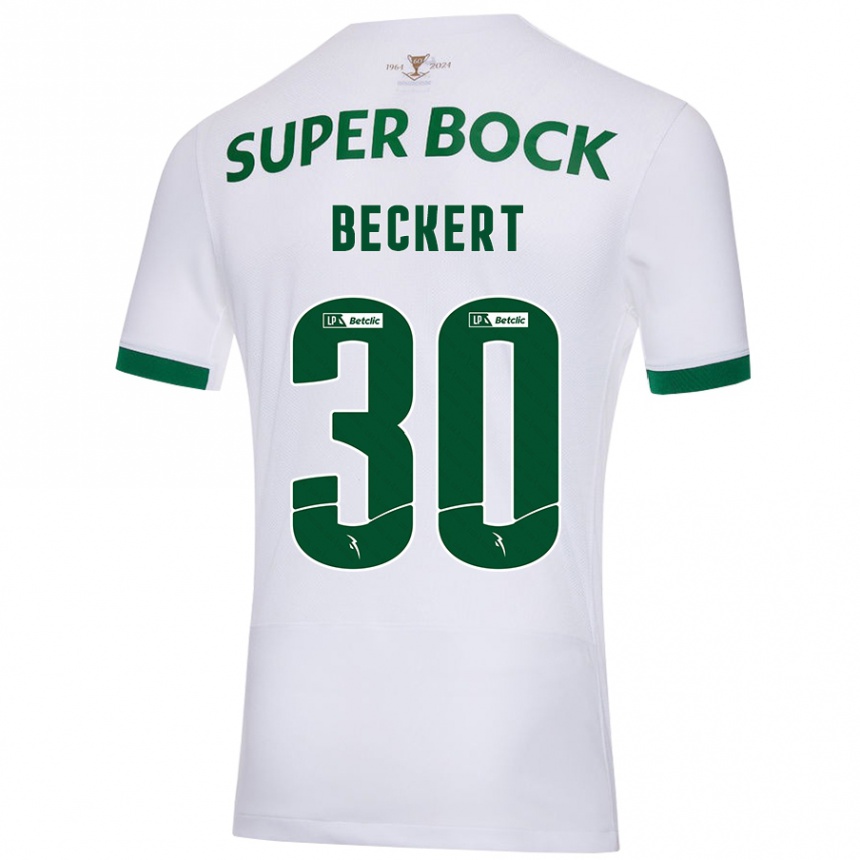 Kids Football Carolina Beckert #30 White Green Away Jersey 2024/25 T-Shirt