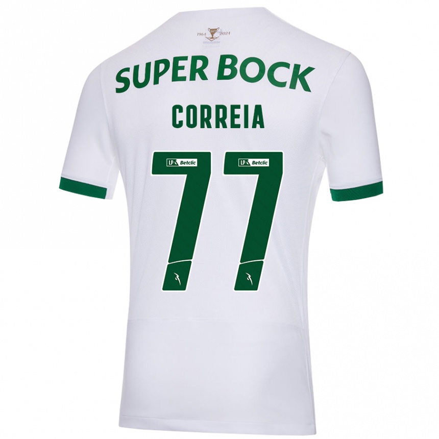 Kids Football Alícia Correia #77 White Green Away Jersey 2024/25 T-Shirt