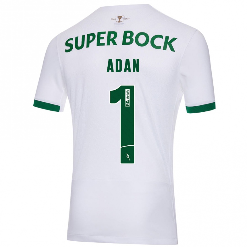 Kids Football Antonio Adán #1 White Green Away Jersey 2024/25 T-Shirt