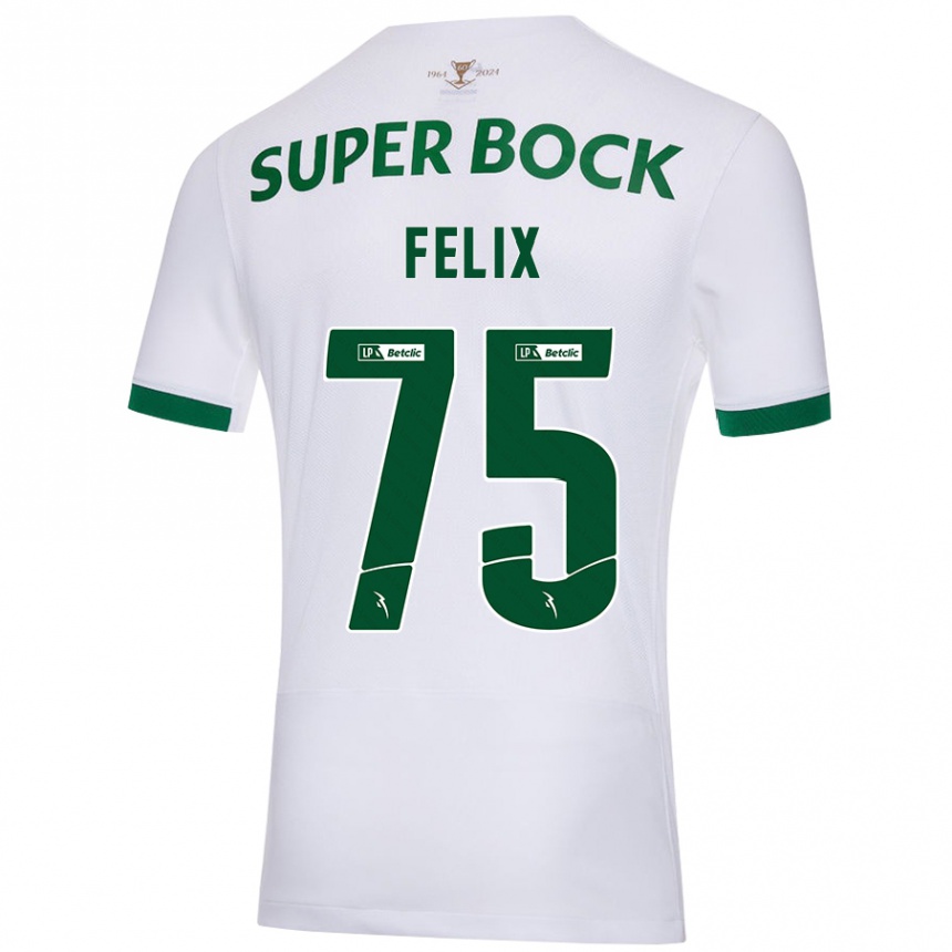 Kids Football Vando Félix #75 White Green Away Jersey 2024/25 T-Shirt