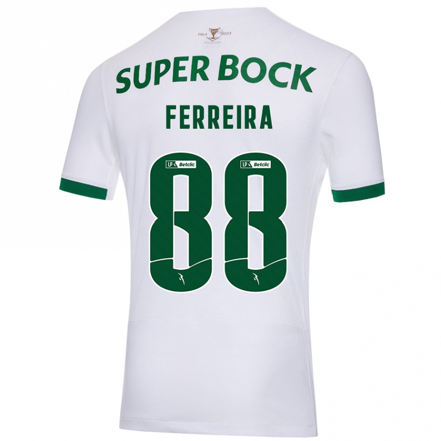 Kids Football Tiago Ferreira #88 White Green Away Jersey 2024/25 T-Shirt