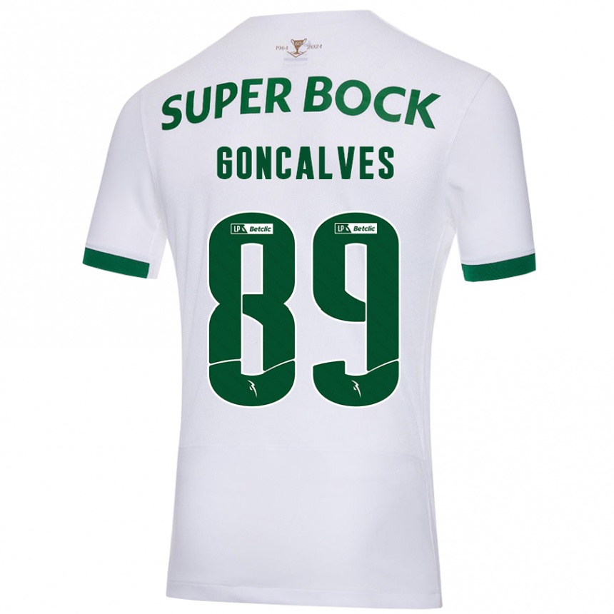 Kids Football André Gonçalves #89 White Green Away Jersey 2024/25 T-Shirt