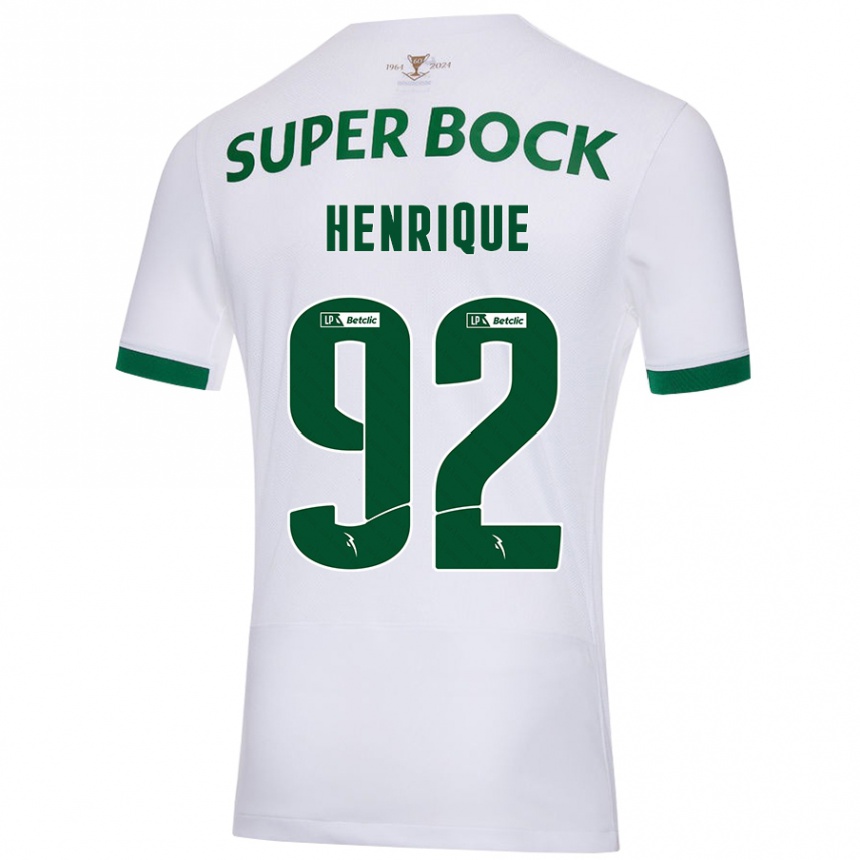 Kids Football Eduardo Henrique #92 White Green Away Jersey 2024/25 T-Shirt