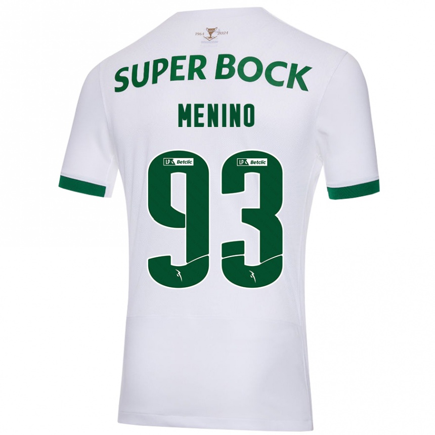 Kids Football Miguel Menino #93 White Green Away Jersey 2024/25 T-Shirt