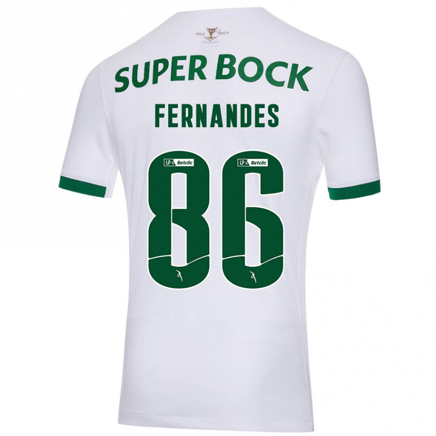 Kids Football Emanuel Fernandes #86 White Green Away Jersey 2024/25 T-Shirt