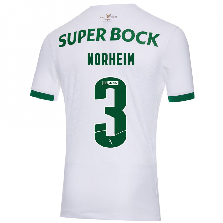 Kids Football Andrea Norheim #3 White Green Away Jersey 2024/25 T-Shirt