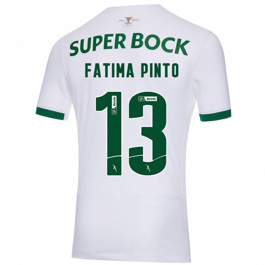 Kids Football Fátima Alexandra Figueira Pinto #13 White Green Away Jersey 2024/25 T-Shirt