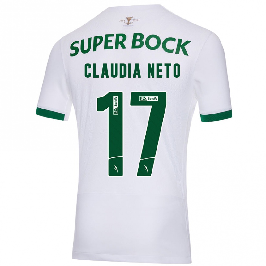 Kids Football Cláudia Teresa Pires Neto #17 White Green Away Jersey 2024/25 T-Shirt