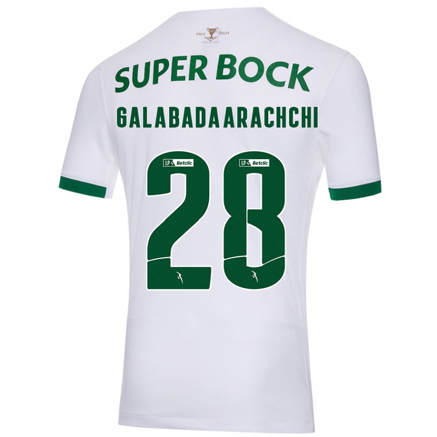 Kids Football Jacinta Galabadaarachchi #28 White Green Away Jersey 2024/25 T-Shirt