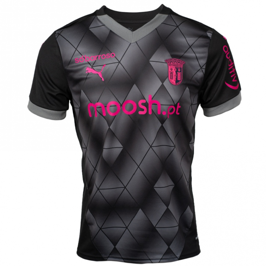 Kids Football Your Name #0 Black Pink Away Jersey 2024/25 T-Shirt