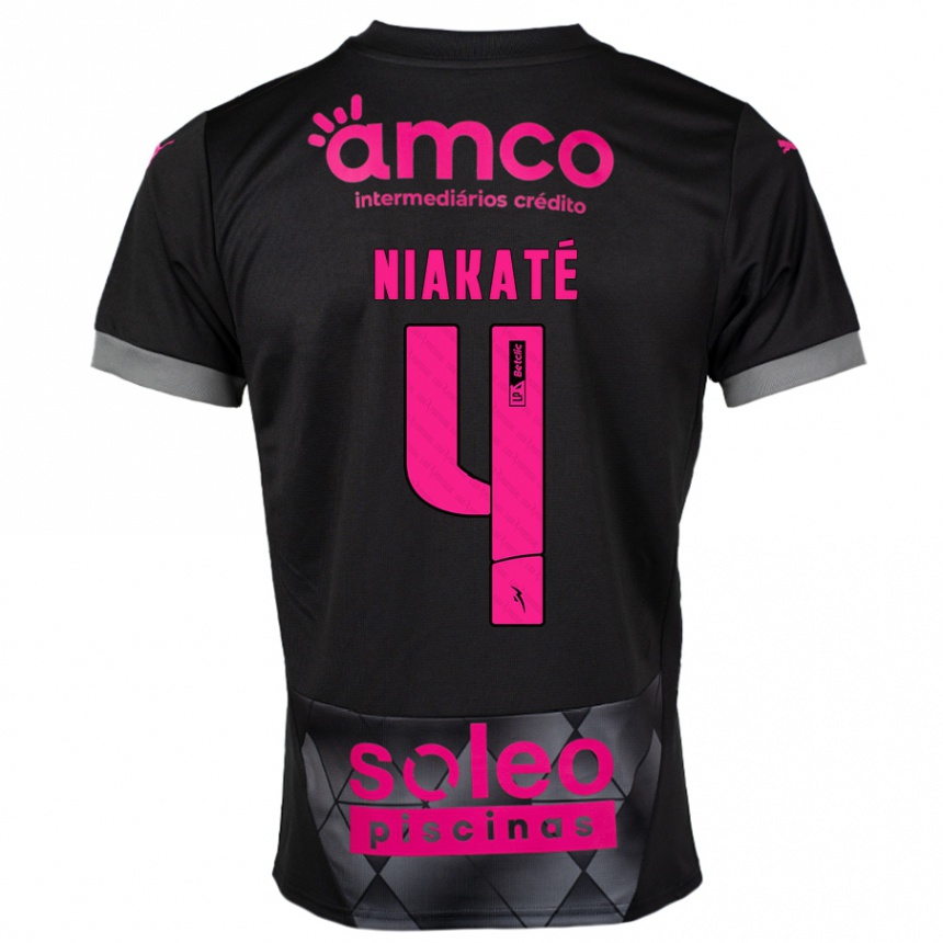 Kids Football Sikou Niakaté #4 Black Pink Away Jersey 2024/25 T-Shirt