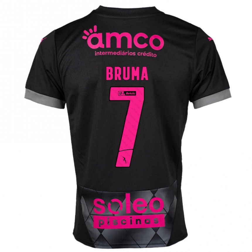 Kids Football Bruma #7 Black Pink Away Jersey 2024/25 T-Shirt