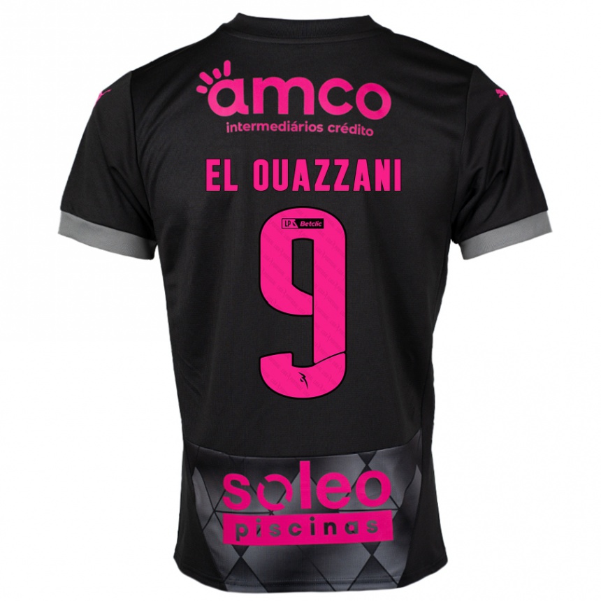 Kids Football Amine El Ouazzani #9 Black Pink Away Jersey 2024/25 T-Shirt