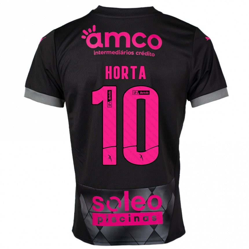 Kids Football André Horta #10 Black Pink Away Jersey 2024/25 T-Shirt