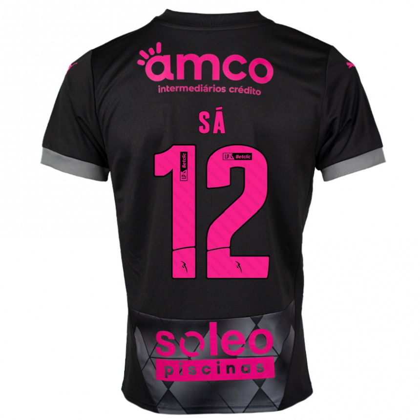 Kids Football Tiago Sá #12 Black Pink Away Jersey 2024/25 T-Shirt