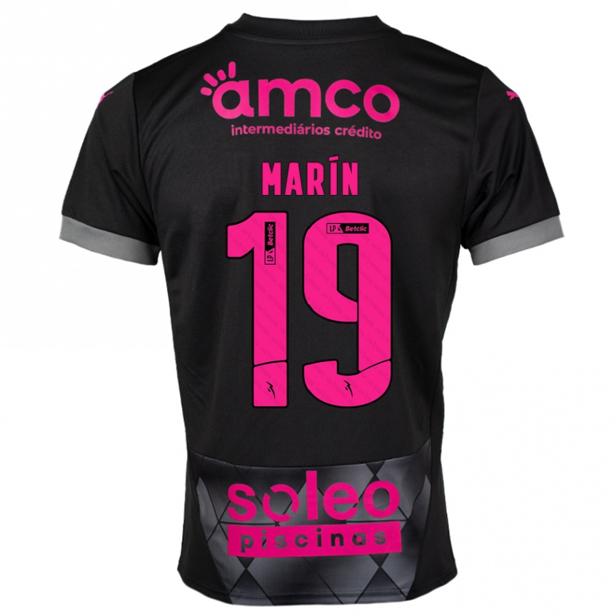 Kids Football Adrián Marín #19 Black Pink Away Jersey 2024/25 T-Shirt