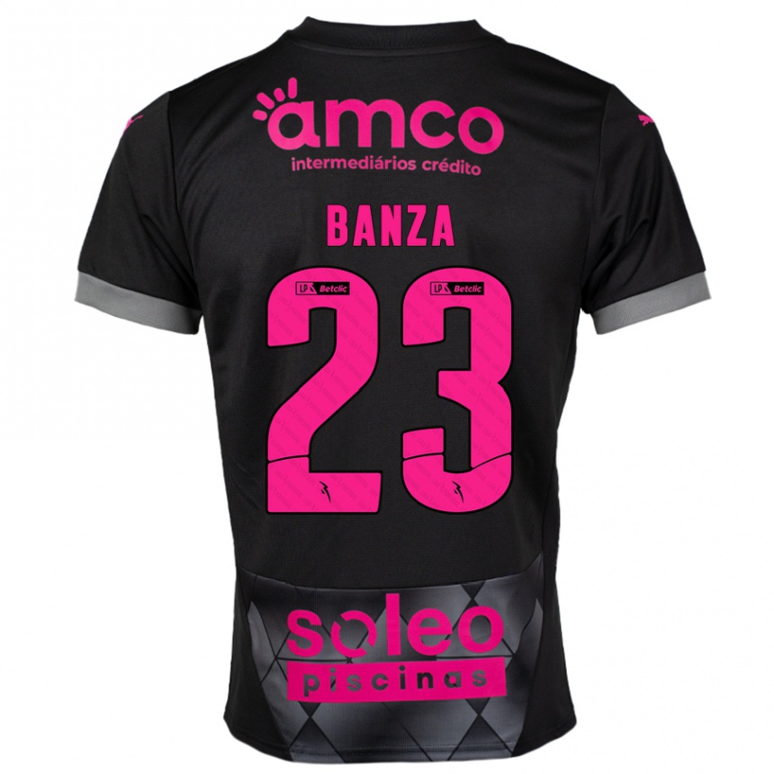 Kids Football Simon Banza #23 Black Pink Away Jersey 2024/25 T-Shirt