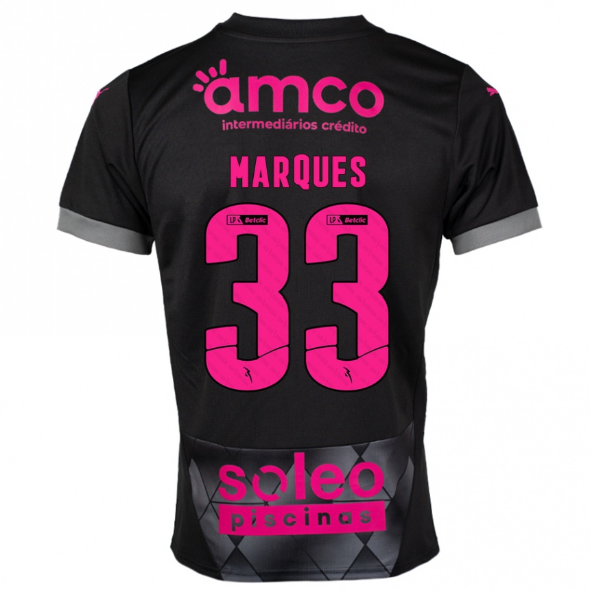 Kids Football João Marques #33 Black Pink Away Jersey 2024/25 T-Shirt