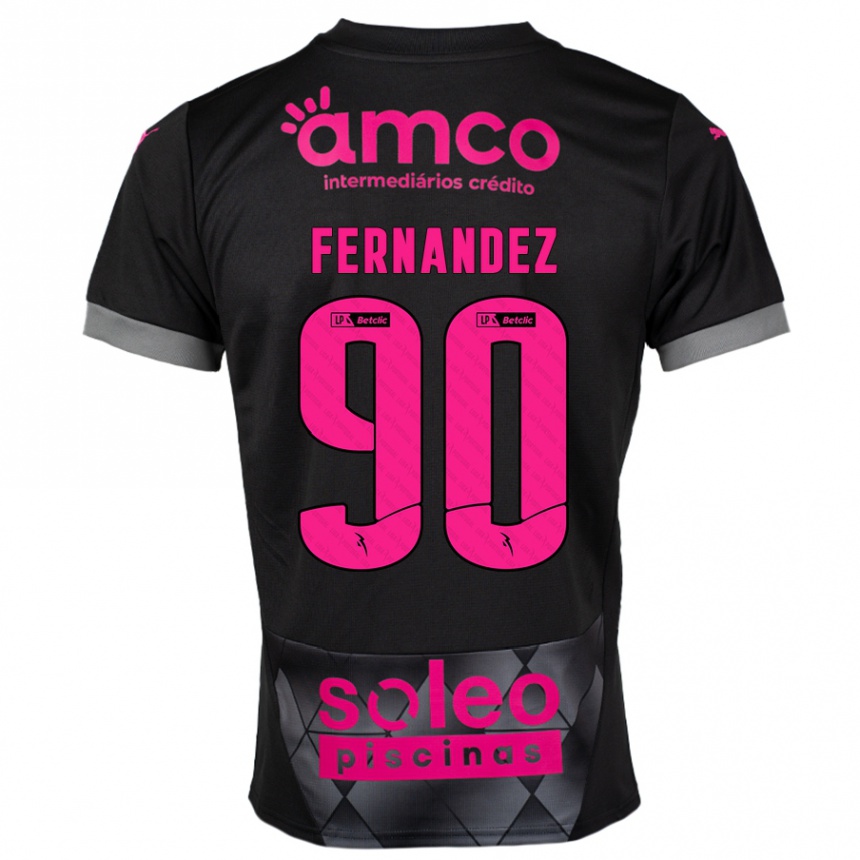 Kids Football Roberto Fernández #90 Black Pink Away Jersey 2024/25 T-Shirt