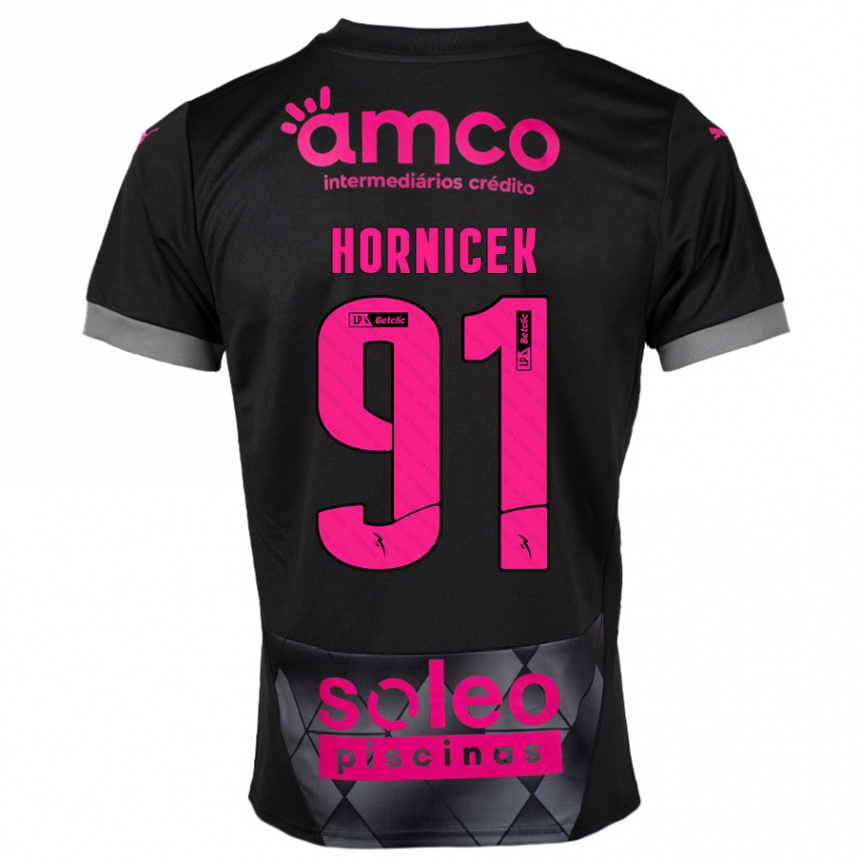 Kids Football Lukas Hornicek #91 Black Pink Away Jersey 2024/25 T-Shirt