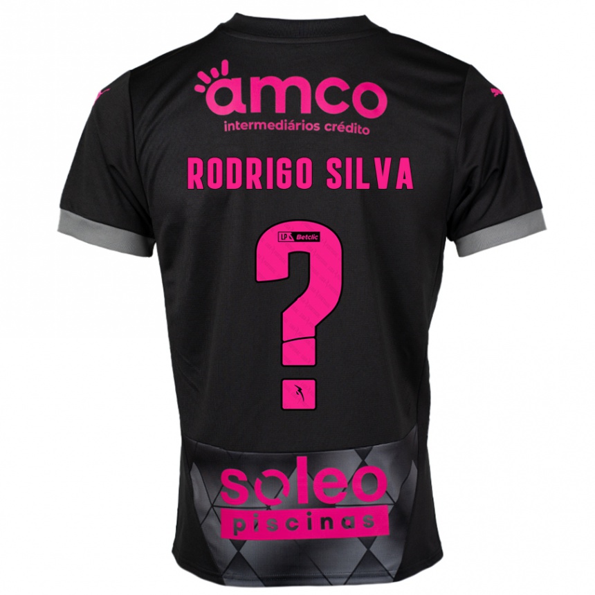 Kids Football Rodrigo Silva #0 Black Pink Away Jersey 2024/25 T-Shirt