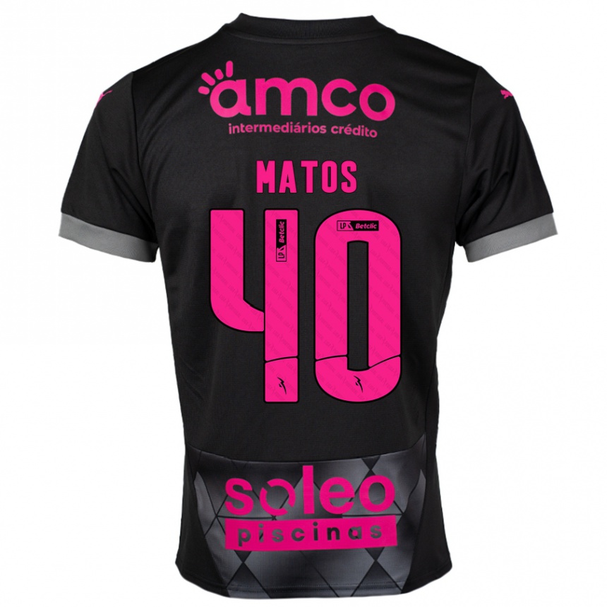 Kids Football João Matos #40 Black Pink Away Jersey 2024/25 T-Shirt