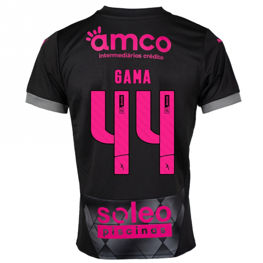 Kids Football Dinis Gama #44 Black Pink Away Jersey 2024/25 T-Shirt