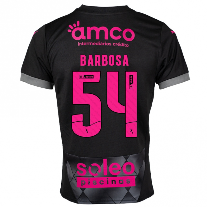 Kids Football Guilherme Barbosa #54 Black Pink Away Jersey 2024/25 T-Shirt