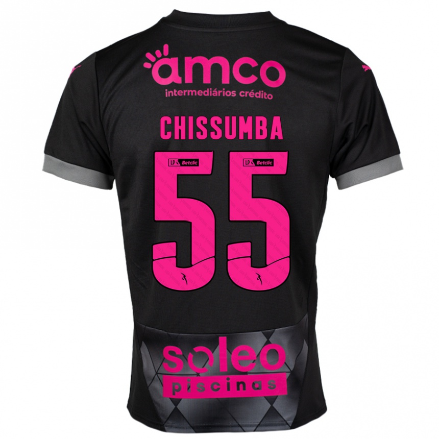 Kids Football Chissumba #55 Black Pink Away Jersey 2024/25 T-Shirt