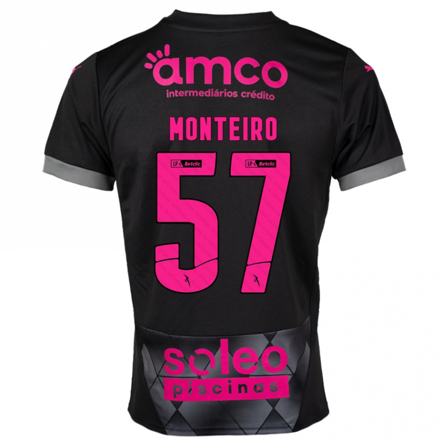 Kids Football Jordan Monteiro #57 Black Pink Away Jersey 2024/25 T-Shirt