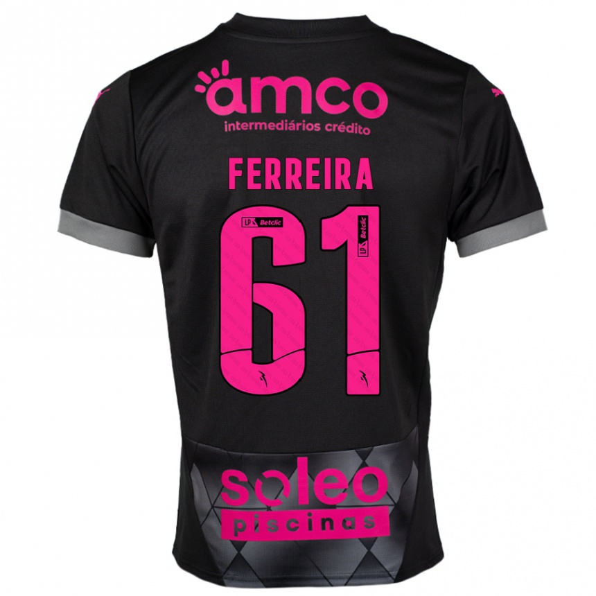 Kids Football Tiago Ferreira #61 Black Pink Away Jersey 2024/25 T-Shirt