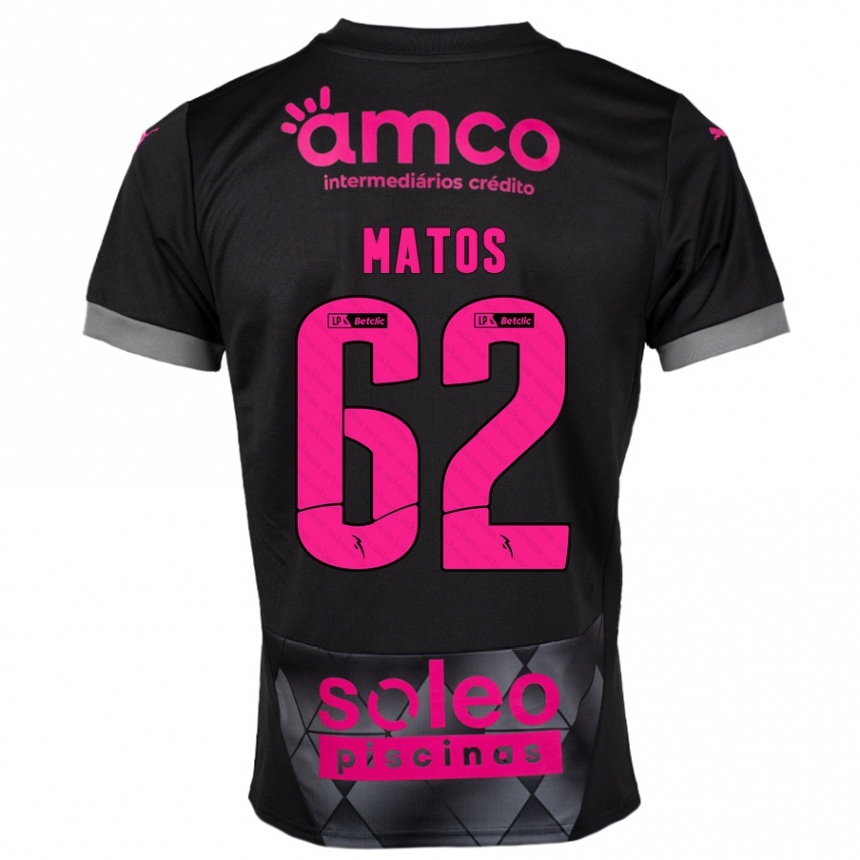 Kids Football Nuno Matos #62 Black Pink Away Jersey 2024/25 T-Shirt