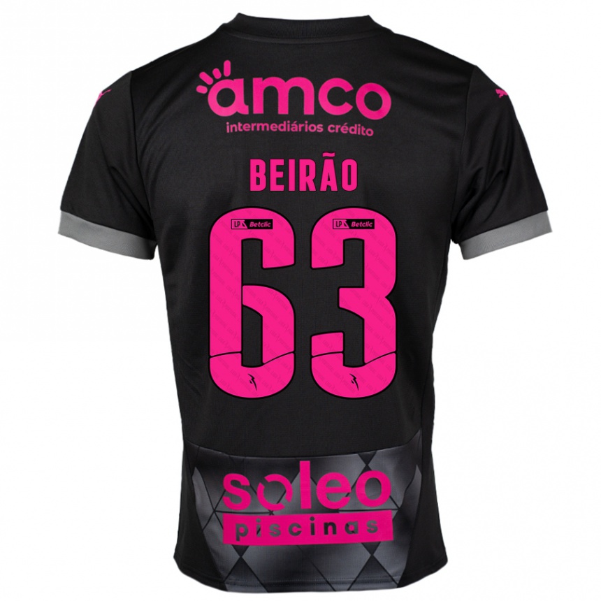 Kids Football Rodrigo Beirão #63 Black Pink Away Jersey 2024/25 T-Shirt