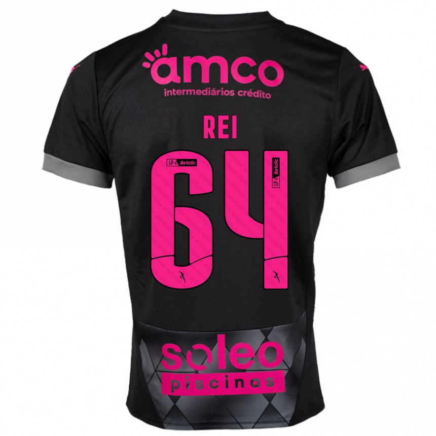 Kids Football Ricardo Rei #64 Black Pink Away Jersey 2024/25 T-Shirt