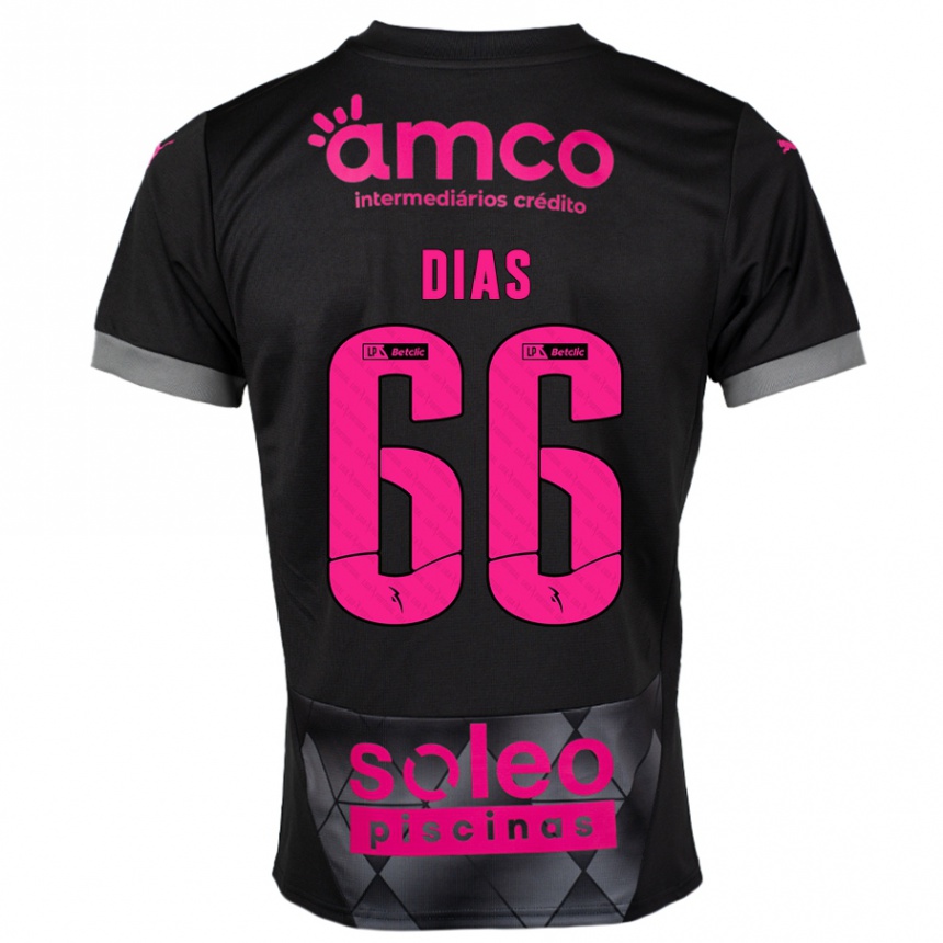 Kids Football Gonçalo Dias #66 Black Pink Away Jersey 2024/25 T-Shirt