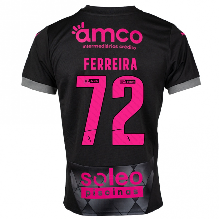 Kids Football André Ferreira #72 Black Pink Away Jersey 2024/25 T-Shirt